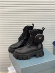 Bottes Prada de combat en cuir et nylon