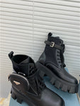 Bottes Prada de combat en cuir et nylon