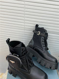Bottes Prada de combat en cuir et nylon