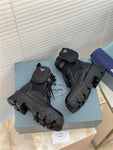 Bottes Prada de combat en cuir et nylon